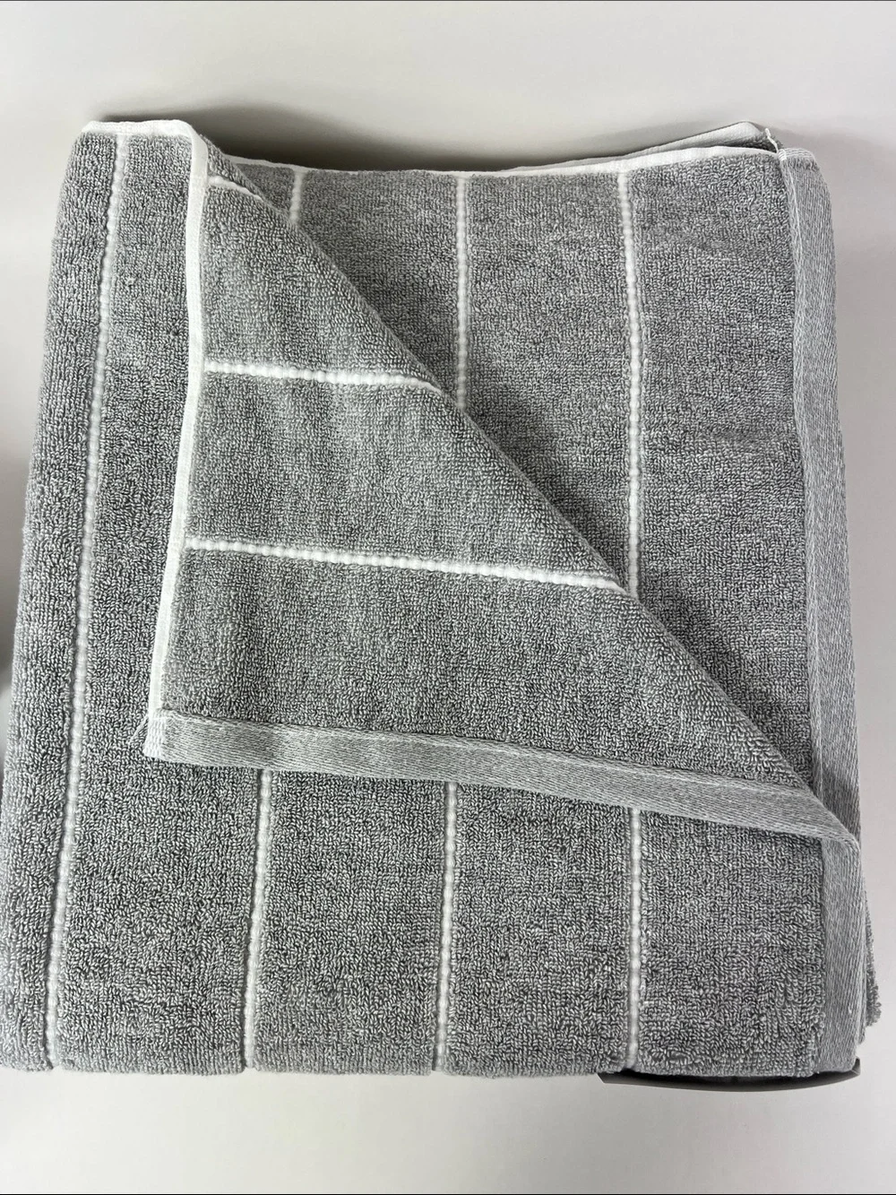 DKNY Bath Towel Set Eco Melange Light Gray White Soft Cotton Set of 8 NEW